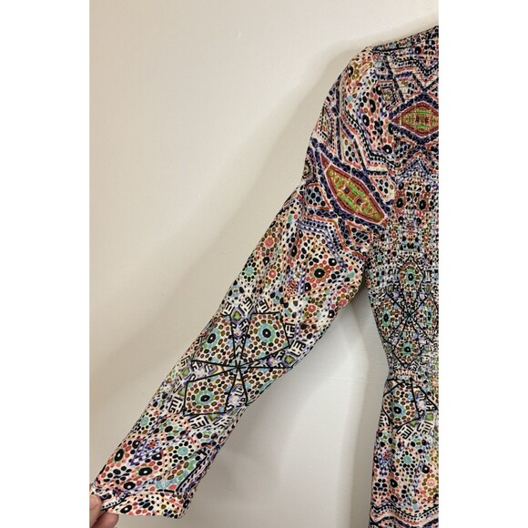 MAEVE Anthropologie Tiled Amethyst Mini Dress XS Petite Smocked Long Sleeve Boho - Picture 7 of 15